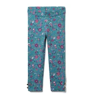 Ditsy Floral Button Cuff Ponte Pant