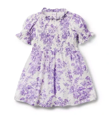 Floral Toile Smocked Dress