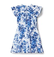 Floral Toile Ruffle Dress