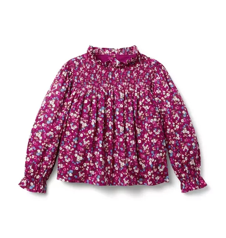 Ditsy Floral Smocked Ruffle Top