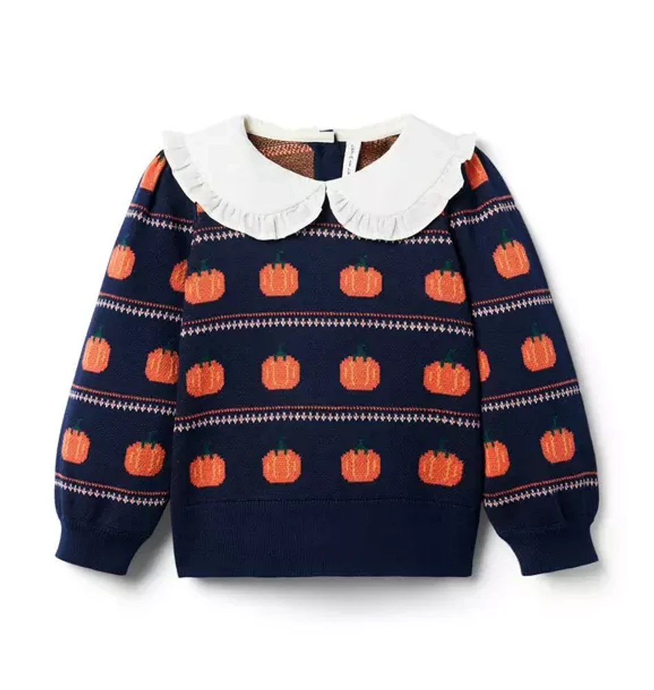 Pumpkin Fair Isle Collared Sweater