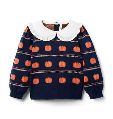 Pumpkin Fair Isle Collared Sweater