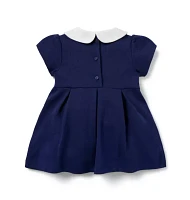 Baby Pleated Collared Ponte Dress