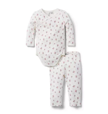 Baby Floral Wrap Matching Set