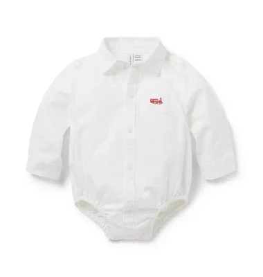 Baby Train Oxford Bodysuit