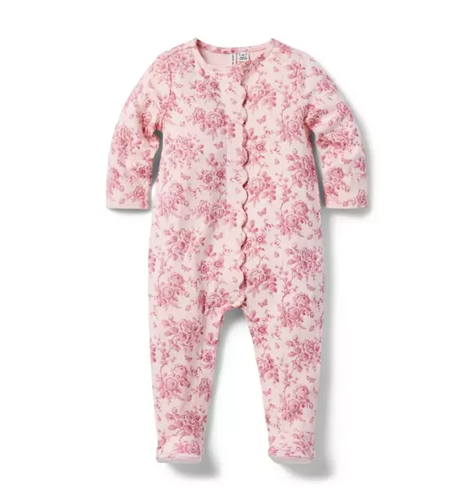 Baby Floral Toile Footed One-Piece