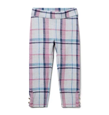 Plaid Button Cuff Jacquard Pant