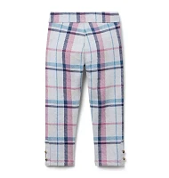 Plaid Button Cuff Jacquard Pant