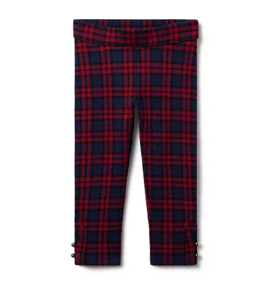 Tartan Button Cuff Ponte Pant