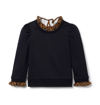 Leopard Trim Sweatshirt