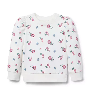 Floral Puff Sleeve Sweatshirt