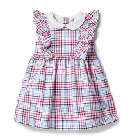 Plaid Ruffle Sleeve Ponte Dress