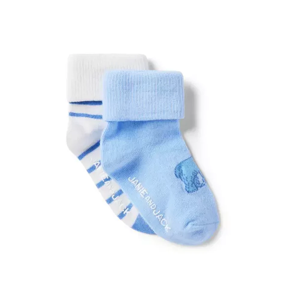 Baby Stripe And Bear Sock 2-Pack