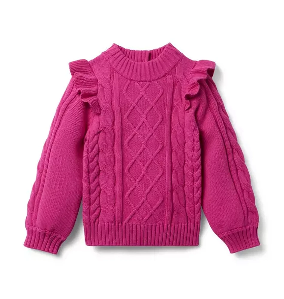 Cable Knit Ruffle Sweater