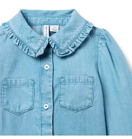 Denim Ruffle Collar Top