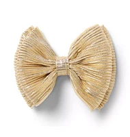 Metallic Plisse Bow Barrette