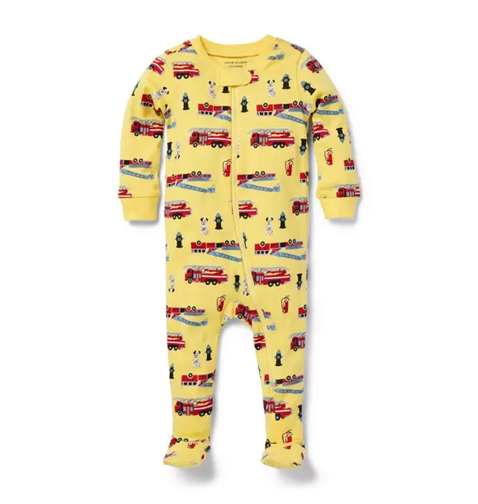 Baby Good Night Footed Pajama Firetruck