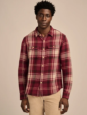 TEXTURED HERRINGBONE LONG SLEEVE UTILITY SHIRT