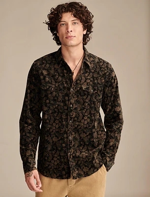 PRINTED WESTERN CORDUROY LONG SLEEVE UTILITY SHIRT