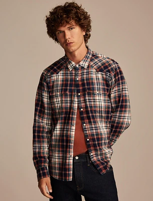 INDIGO PLAID WESTERN LONG SLEEVE SHIRT