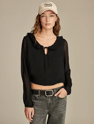 RUFFLE COLLARED BLOUSE