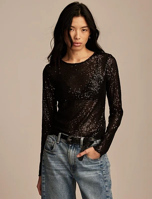 SEQUIN LONG SLEEVE LAYERING TOP