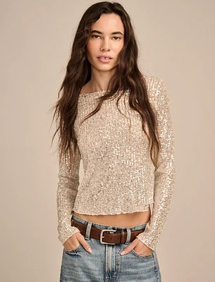 SEQUIN LONG SLEEVE LAYERING TOP