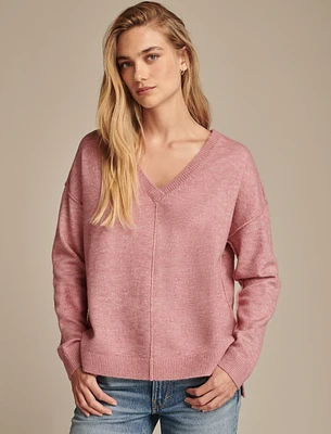 Oversized Seamed V-Neck Sweater