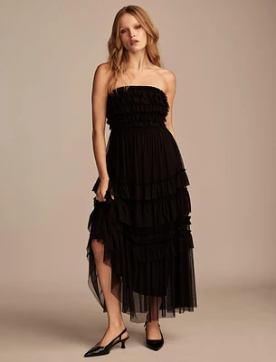 RUFFLE TUBE MAXI DRESS