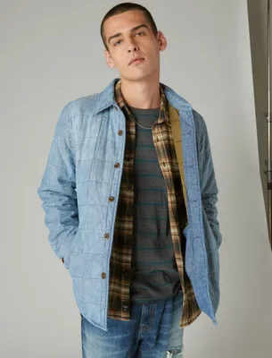 QUILTED CHAMBRAY SHIRT JACKET