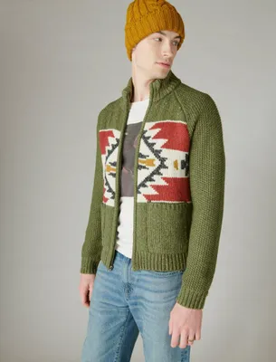 SOUTHWESTERN PRINT FULL ZIP BOMBER SWEATER