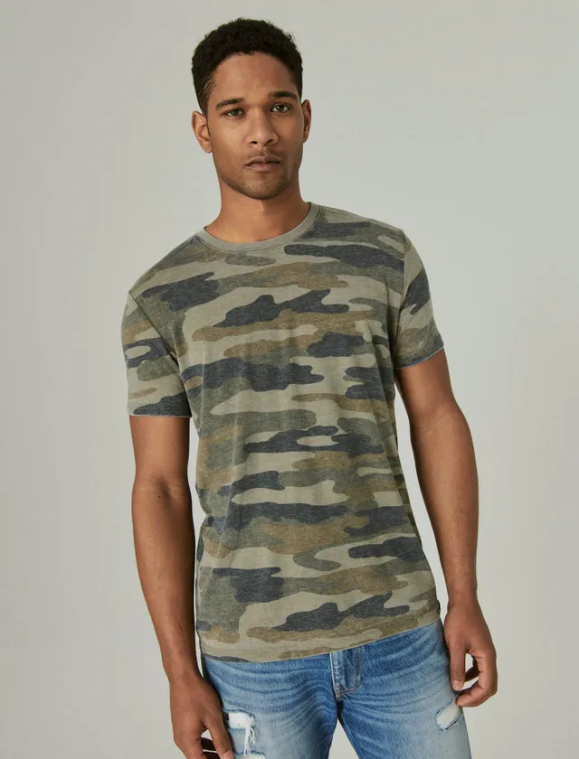 Lucky Brand Camo Burnout Tee (Green Multi) Women's T Shirt