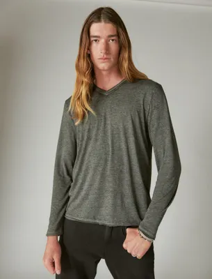 VENICE BURNOUT LONG SLEEVE V NECK