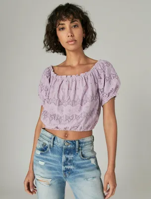 OFF THE SHOULDER LACE CROP TOP