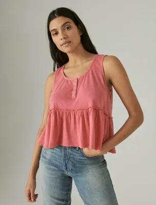 BABYDOLL HENLEY TANK