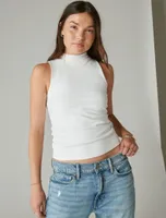 SLEEVELESS MOCK NECK TOP