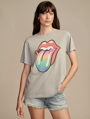 ROLLING STONES RAINBOW TONGUE BOYFRIEND TEE