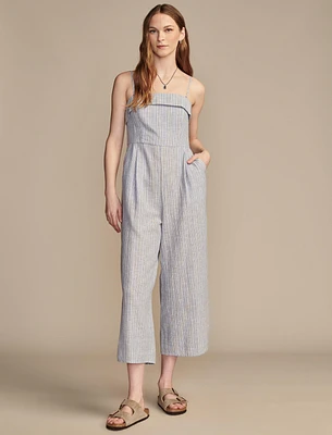 STRAPLESS LINEN OVERLAY JUMPSUIT