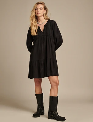 LONG SLEEVE TIERED MINI DRESS