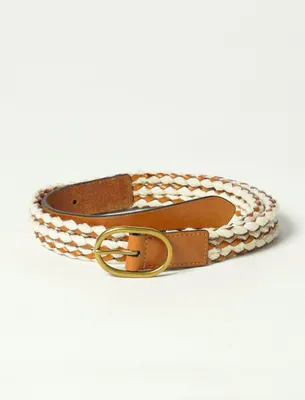 LEATHER AND ROPE BRAIDED BELT