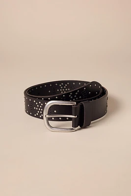 LACE DETAIL STUDDED LEATHER BELT