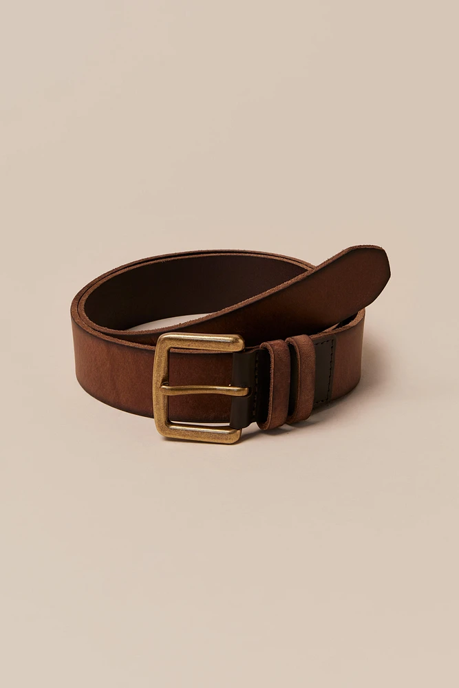 DOUBLE KEEPER LEATHER BELT