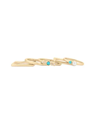 TURQUOISE AND PEARL RING STACK