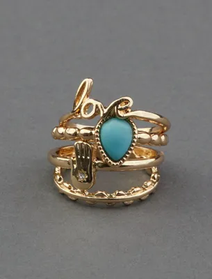 TURQUOISE LOVE RING STACK