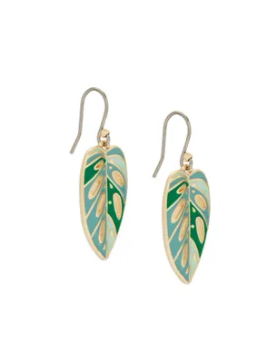 ENAMEL MONSTERA DROP EARRING