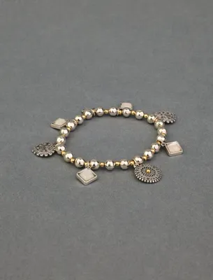 TWO TONE HEART CHARM BRACELET