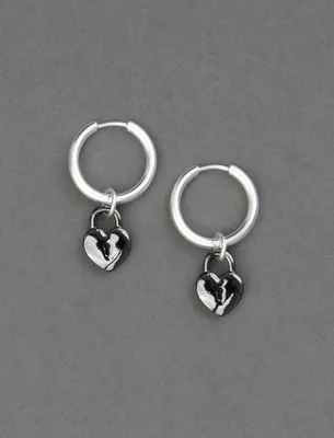 OX HEART LOCK CHARM EARRING