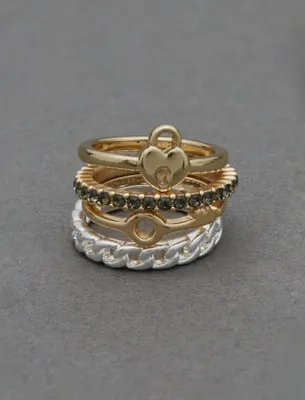 TWO TONE LOCK RING STACK