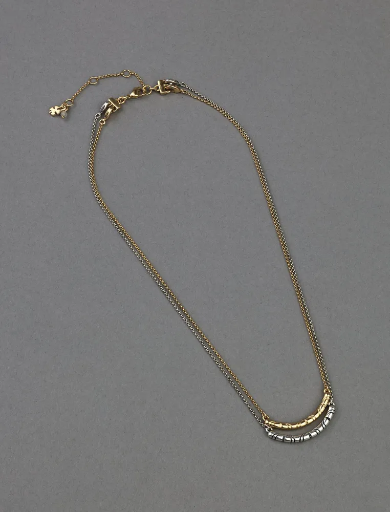 TWO TONE BAR LAYER NECKLACE