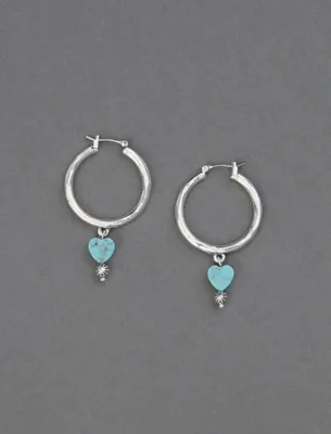 TURQUOISE HEART CHARM EARRING